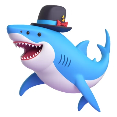 shark with a top hat sticker