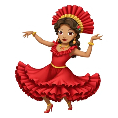 Female Colombian salsa dancer with ruffle dress, traditional Colombian headpiece, mid-dance move sticker