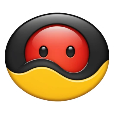 A wavy black and red rectangle with a medium sized yellow circle in the middle sticker