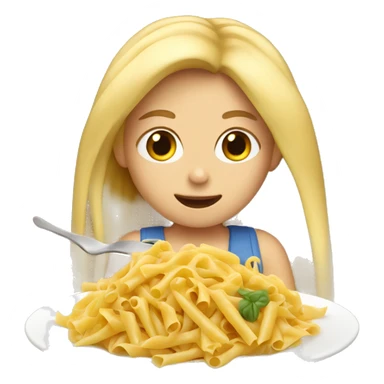 A blond girl eating pasta  sticker
