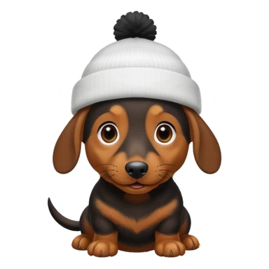 mini daschund wearing a white beanie sticker