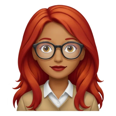 Una mujer con pelo rojo y lentes trigueña pelo largo sticker