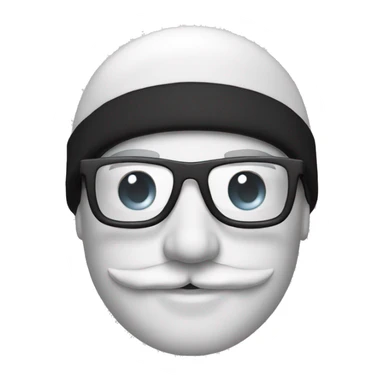 homme blanc sans cheveux avec un bonnet de ski noir des lunettes et une moustache  sticker
