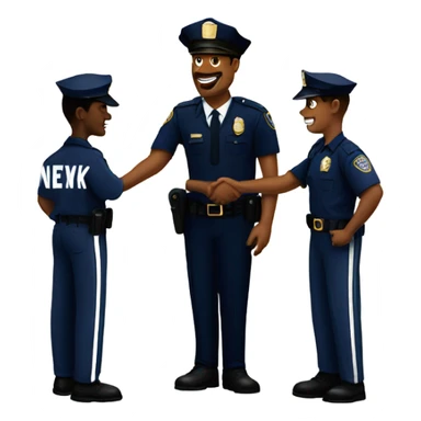 A NYC cop shaking hands with a black basketball player NYK. sticker