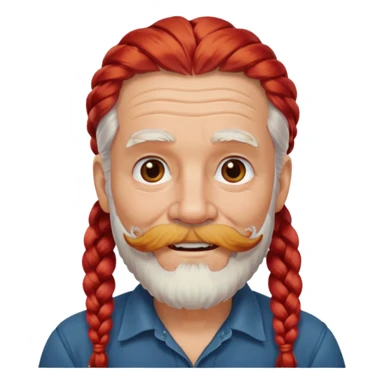 very old, white bearded and white mustached, red long haired, braided, earringed sticker