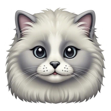 Cinematic Adorable Fluffy Grey Seal Ragdoll Cat Portrait Emoji, Head tilted cutely with big, sparkling eyes, soft grey fur with darker seal points on the ears, face, and paws, Simplified yet irresistibly adorable features, highly detailed, glowing with a soft, warm glow, high shine, affectionate and playful, stylized with a touch of whimsy, bright and endearing, soft glowing outline, capturing the essence of a curious and loving kitten, so cute it feels like it could leap out of the screen and snuggle up for a cuddle! sticker