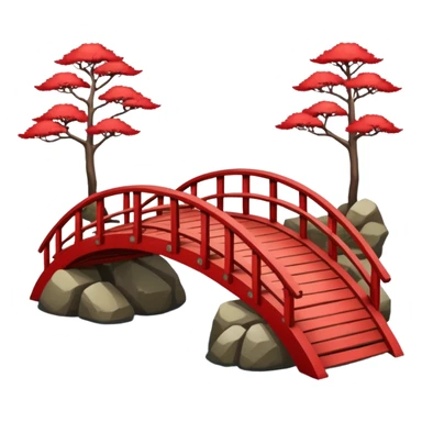 red Japanese wooden bridge sticker