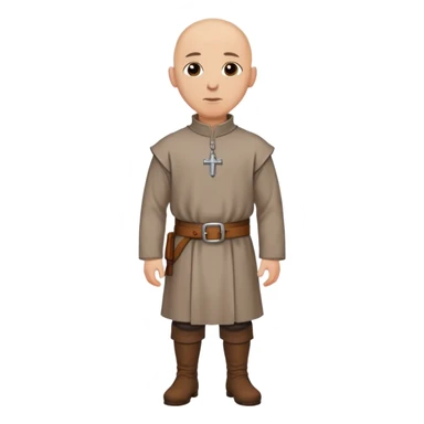 medieval outfit worn by a DnD themed fantasy character. basic wool tunic with a high collar and a simple leather belt. clothes only above the waist. The clothes full waist. The character's haven't arms. character is bald, brown eyes, light-skinned man. sticker
