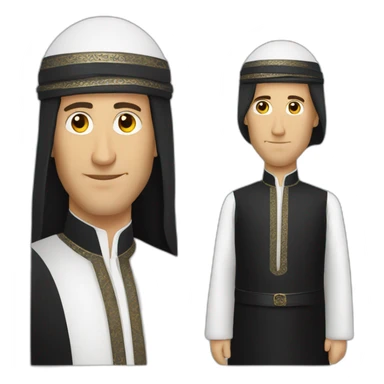 White Man wearing black omani musar sticker