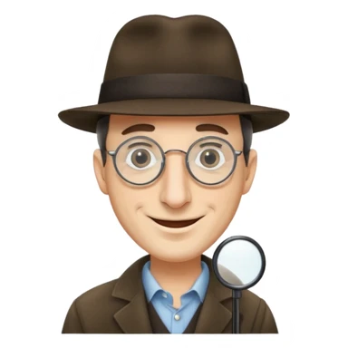 Jewish man wearing fedora with a very long nose that goes past his chin and circular glasses sticker