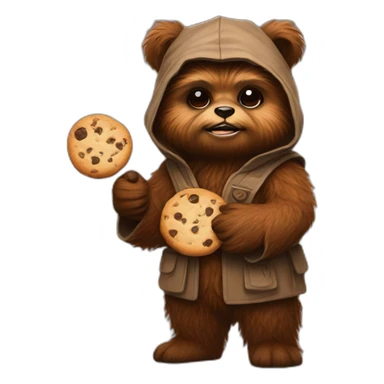 ewok with cookie in hand sticker