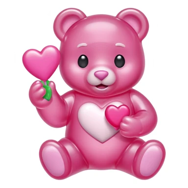 Gummy bear blanco agarrando un corazón rosa cute sticker
