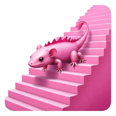 Axolotl on pink stairs sticker