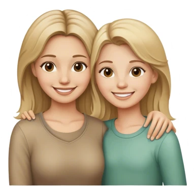 Mom and daughter with dirty blonde hair smiling together sticker