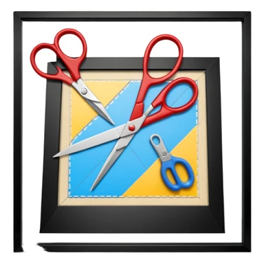 Représente moi une création de maquette avec des ciseaux du papier du scotch du fil etc sticker