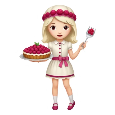 Raspberry torte human full body and legs girl with a raspberry barrette on her head sticker