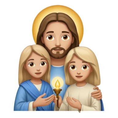 Jesus animado con una mujer ayudándola, variadas sticker