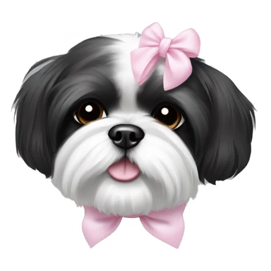 black and white shih tzu with light pink bow sticker
