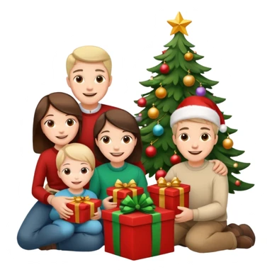 Family Xmas under tree sticker