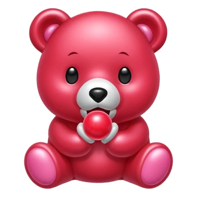 Gloomybear red bubblegum in mouth sticker