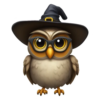 Owl with glasses and a witch hat sticker