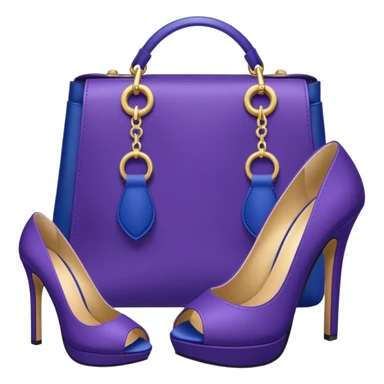 royal purple heels, cosmetics 💄 and deep blue bag emojis sticker