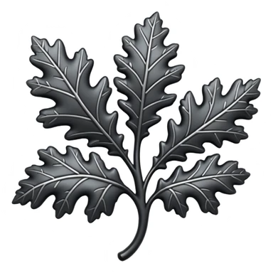 Black and silver filigree Oak leaf, 3D, extremely detailed design sticker