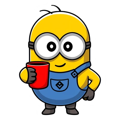 minion holding a red cup in its right hand sticker