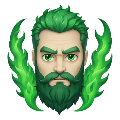 hades greek god with green flames and beard sticker