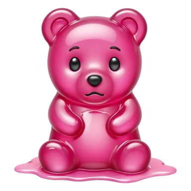 Sad pink Gummy bear melting into ground sticker