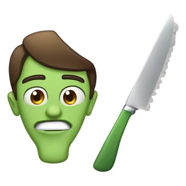 make me an emoji with this face: 🙂 with a martini glass in one hand and a large kitchen knife in the other sticker