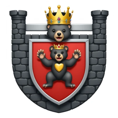 The coat of arms shows on a silver (white) shield, a black bear rampant with tongue and claws in red. On the shield rests a golden five leaved crest coronet, whose tiara of brickwork is provided with a gate in the center. sticker