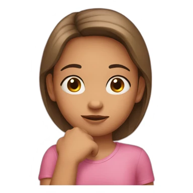 a girl where she put her both hand under her chin sticker