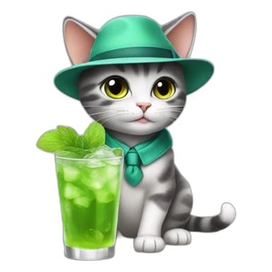 baby detective cat drinking mojito sticker