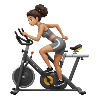 Woman in training clothes: dark snail hair on an ergonomic gym bike sticker