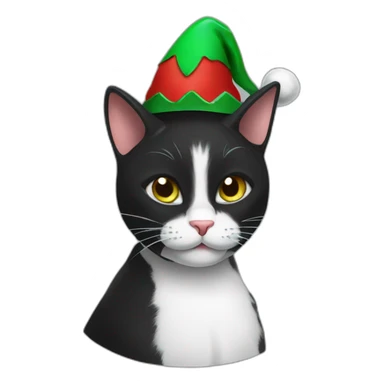 black cat christmas hat sticker