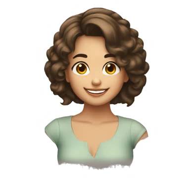Una chica morena con pelo lacio sonriendo sticker