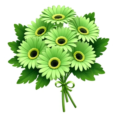 bouquet Soft Green Gerbera Daisy, luxuriant, leaf, bud sticker
