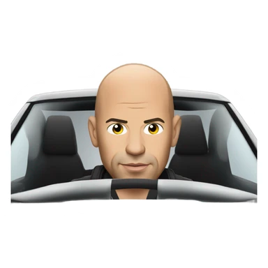 Vin Diesel in profile driving a car sticker