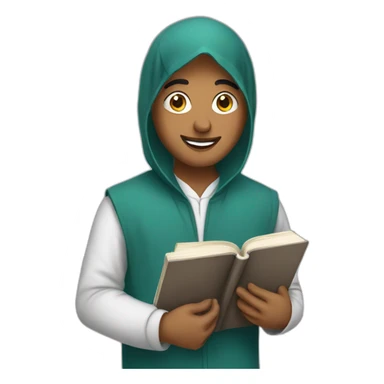 Muslim student holding a book sticker