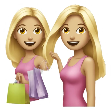 Two blonde girls shopping having fun sticker