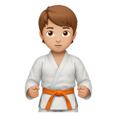 garcon blanc judoka cheveux brun avec ceinture orange sticker