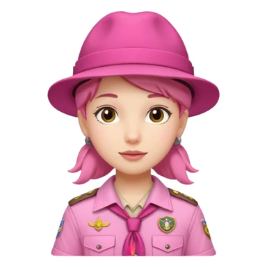 scout bpy with very pink scout uniform including hat sticker