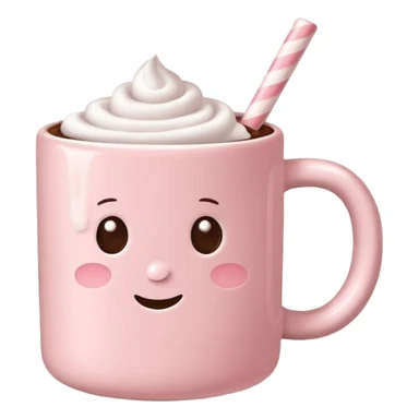 light pink mug with hot chocolate and marshmallows realistic sticker