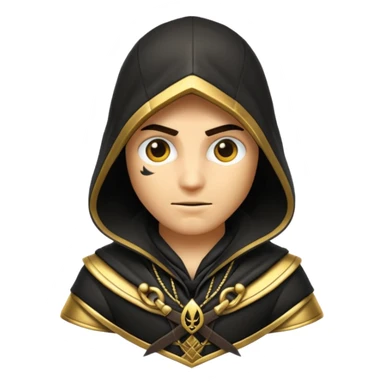 Assassin creend emoji in gold and black shaddow  sticker