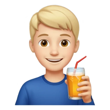 smiling boy outdoors drinking sticker