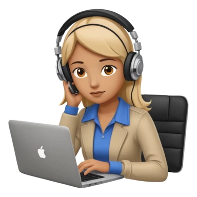super busy female looking at the laptop and headphones do not disturb sticker