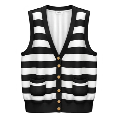 black and white stripes sleeveless cardigan sticker