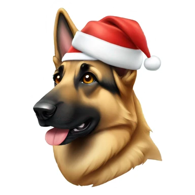 German shepherd wearing a Santa hat sticker