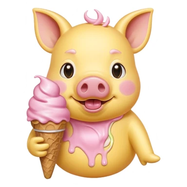 yellow pig with ice cream sticker